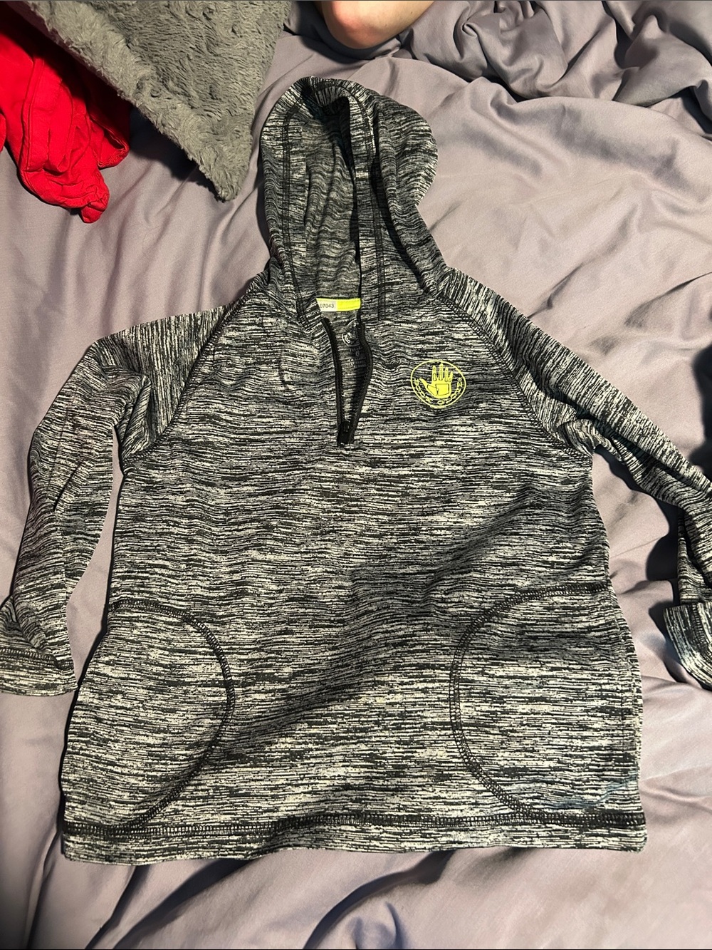 Body Glove Kids Gray Marled Hooded Long Sleeve Pullover with Yellow Logo